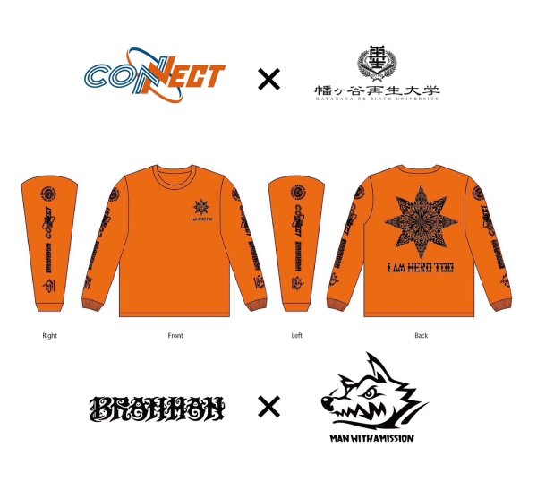 画像1: 【CONNECT × 幡ヶ谷再生大学 × BRAHMAN × MAN WITH A MISSION FOUR-WAY NAME ドライロングスリーブTee】受注生産 (1)